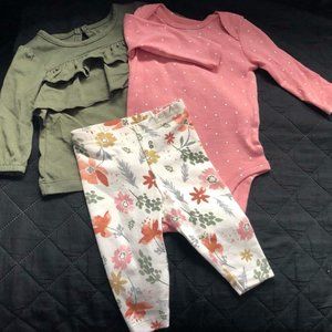 Flower Leggings with 2 Matching Tops